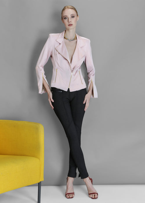 Satin Moto Jacket | Blush
