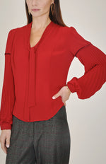 Pleated Blouse in Cranberry